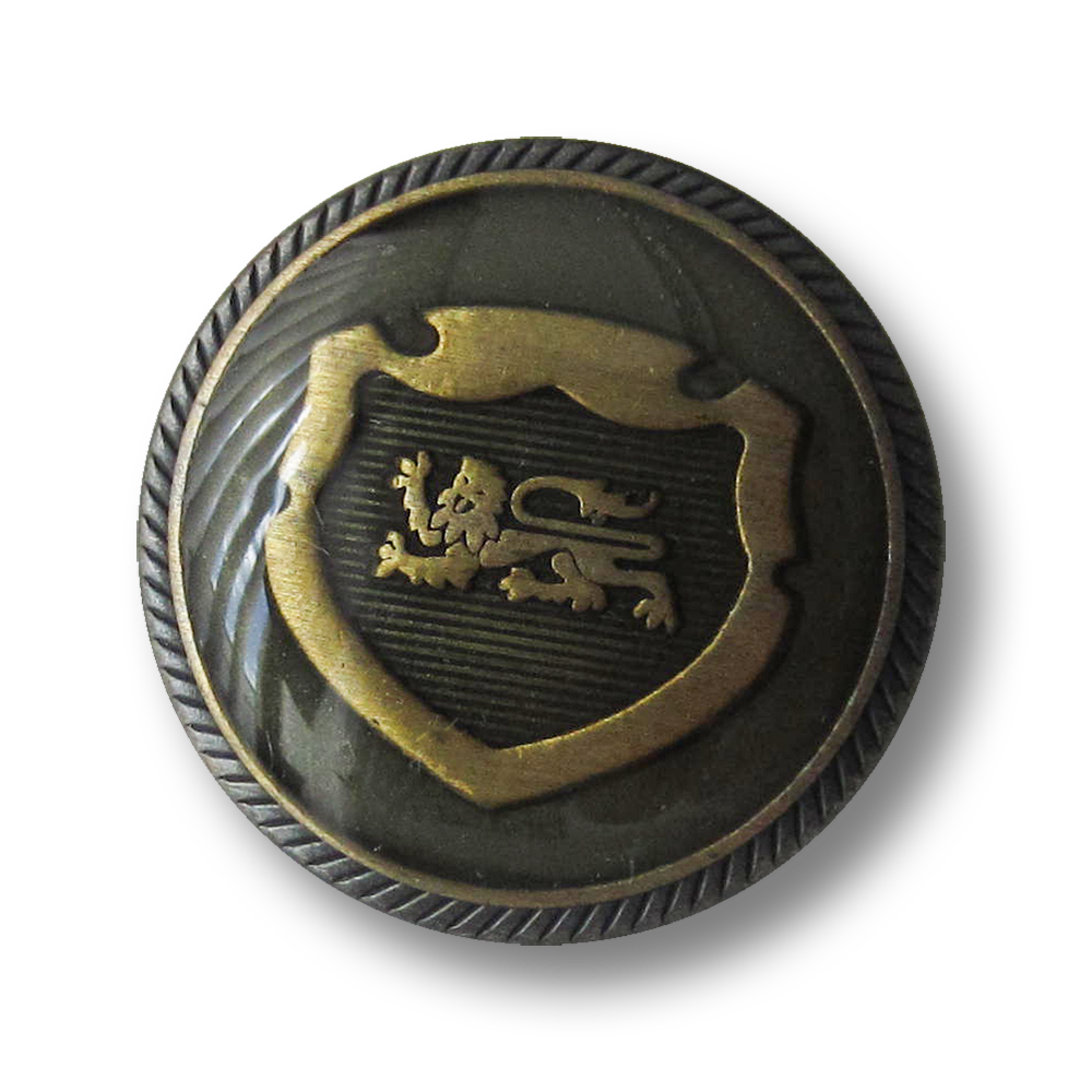 Messing-eisenfarbener Blazer Knopf mit Wappen und Löwe
