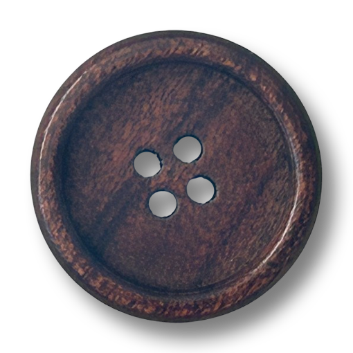 www.knopfparadies.de - 6209db - Schlichter brauner Vierlochknopf aus vermutlich gefärbtem Holz