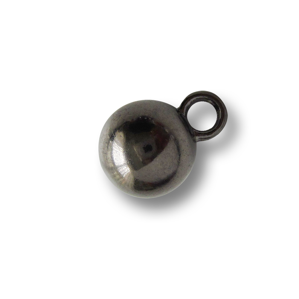 www.knopfparadies.de - 5553ch - Kleiner kugelrunder Metallknopf in dunkel chromfarben