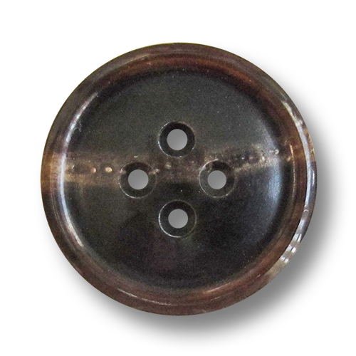www.knopfparadies.de - 5455db - Dunkelbraune Büffelhornknöpfe mit vier Löchern