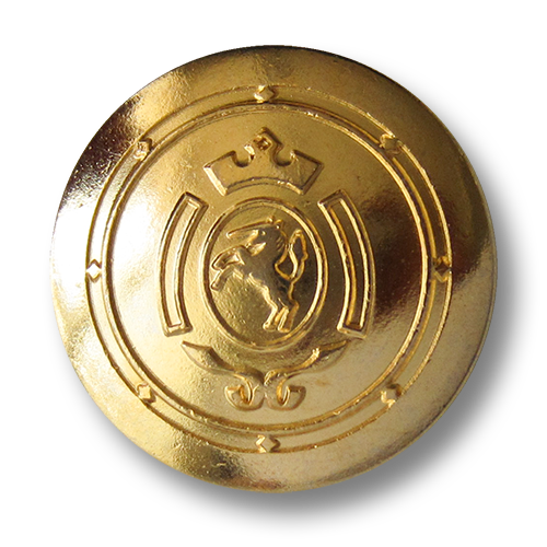 www.Knopfparadies.de - 0317gg - Schwarz goldene Metallknöpfe mit Einhorn Wappen