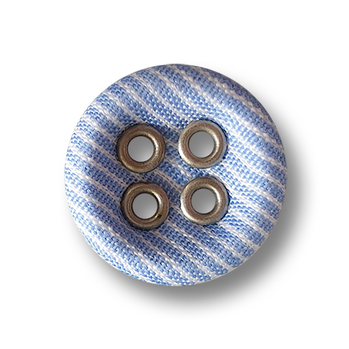 www.Knopfparadies.de - 5949bs - Nostalgische Stoffknöpfe mit blau weißen Streifen