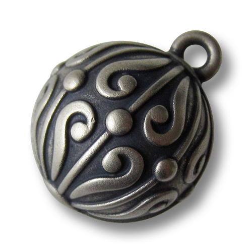 www.Knopfparadies.de - 1530as - Edle silberne Kugelknöpfe mit Ornament Muster