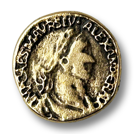 www.knopfparadies.de - 0580go - goldfarbener Münzknopf im Antik-Stil
