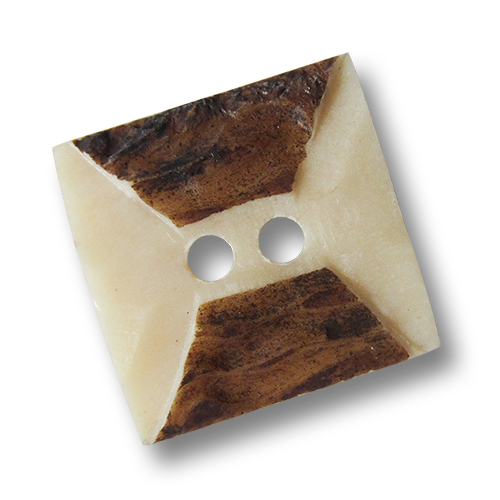 www.Knopfparadies.de - 5252hb - Große Trachtenknöpfe aus Bein in Viereck Form
