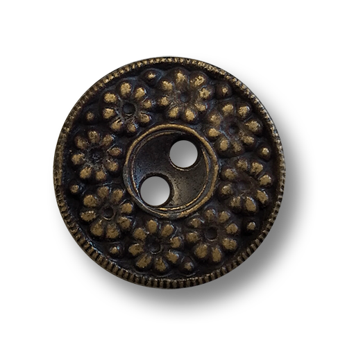 www.knopfparadies.de - 6144dm - Dunkel altmessingfarbene Zweilochknöpfe aus Kunststoff