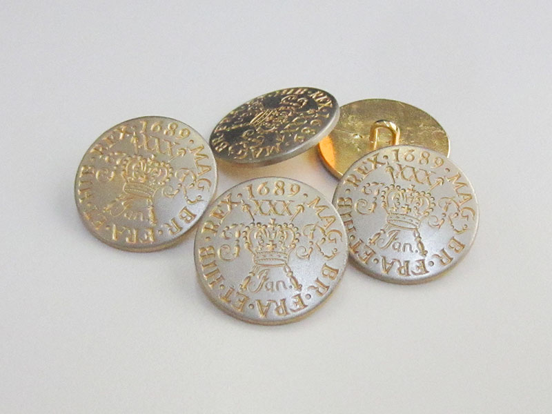 www.Knopfparadies.de - 3977mg - Edle Münzknöpfe aus Metall in Gold & Silber