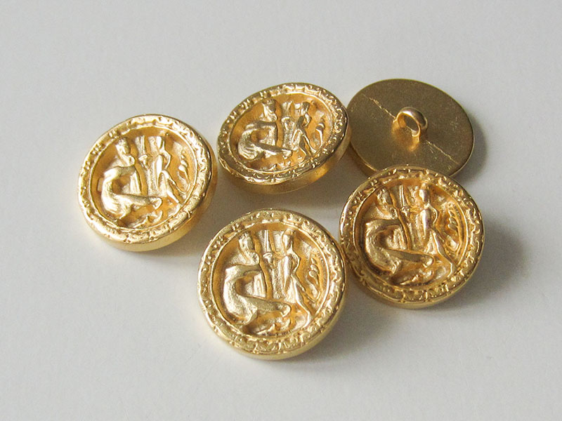 www.Knopfparadies.de - 0824mg - Goldene Metallknöpfe mit Drachen Motiv