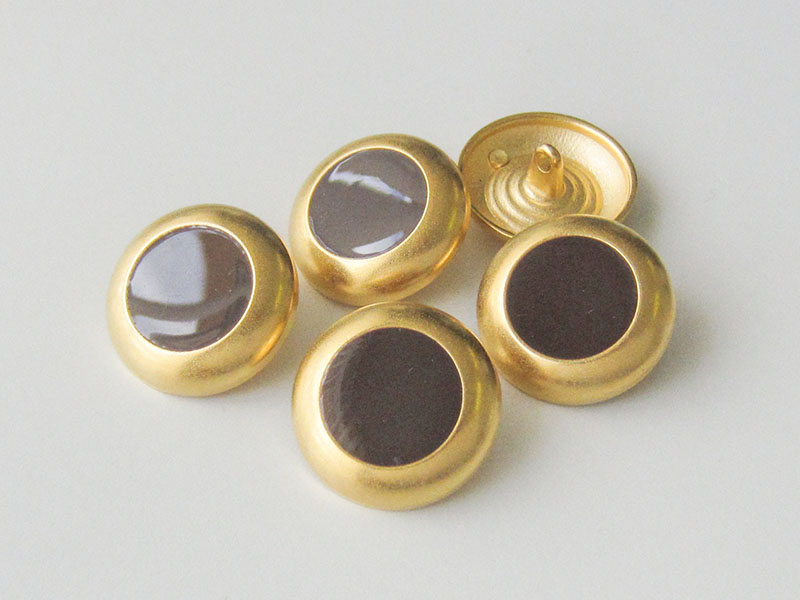 www.Knopfparadies.de - 3085db - Dekorative Ösenknöpfe aus Metall in Gold & Dunkelbraun