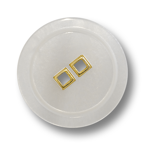 www.knopfparadies.de - 6063gw - Weiß schimmernde Zweilochknöpfe mit goldfarbenen Knopflöchern