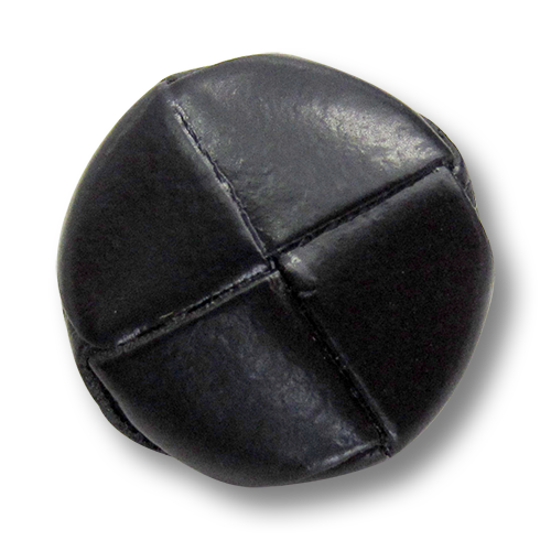 www.Knopfparadies.de - 5812sc - Edle schwarze Lederknöpfe mit Metall-Öse