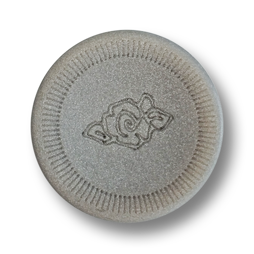 Romantischer silber grauer Knopf mit Rosen Motiv
