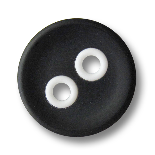 www.knopfparadies.de - 3441sw - Schwarze Kunststoffknöpfe mit weißen Knopflöchern