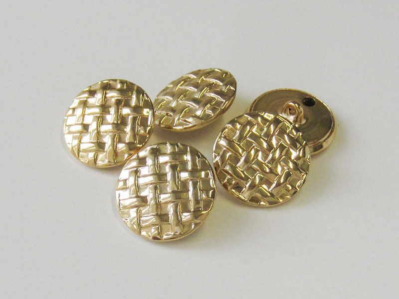www.Knopfparadies.de - 4225go - Goldene Ösenknöpfe aus leichtem Metallblech mit verwobenen Bändern