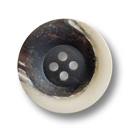 www.knopfparadies.de - 5570db - Dunkelbraune Kunststoffknöpfe mit beigem Rand