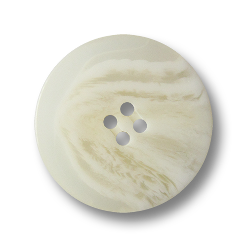 Edler großer weiß melierter Vierloch Knopf aus Kunststoff