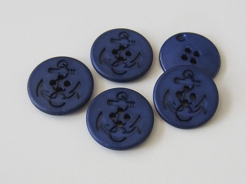 www.Knopfparadies.de - 5904bl - Blaue Ankerknöpfe aus Kunststoff