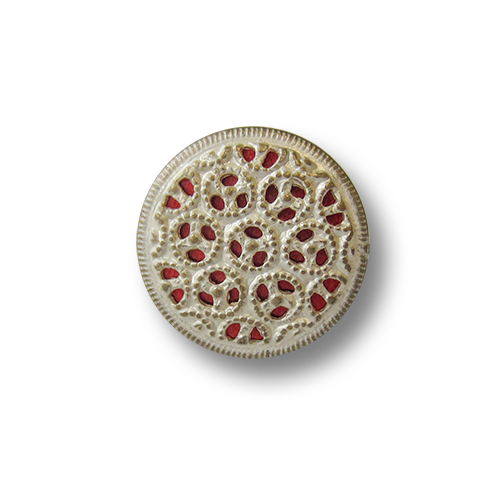 www.knopfparadies.de - 5559ro - Metallblechknöpfe mit rotem Inlay