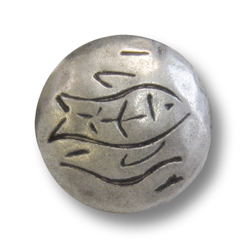 Metallknopf mit Fisch-Motiv