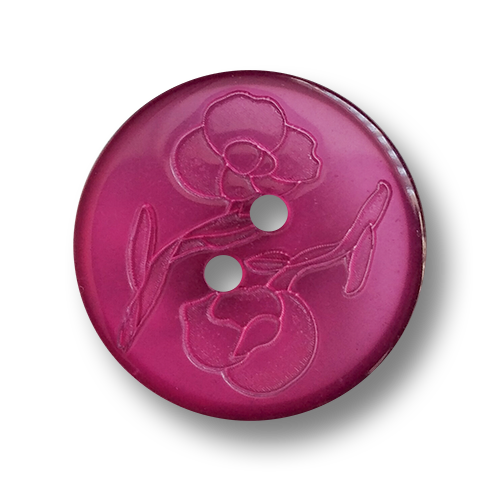 www.knopfparadies.de - 1001li - Transparent lila-pinke Kunststoffknöpfe mit Blütenmotiv