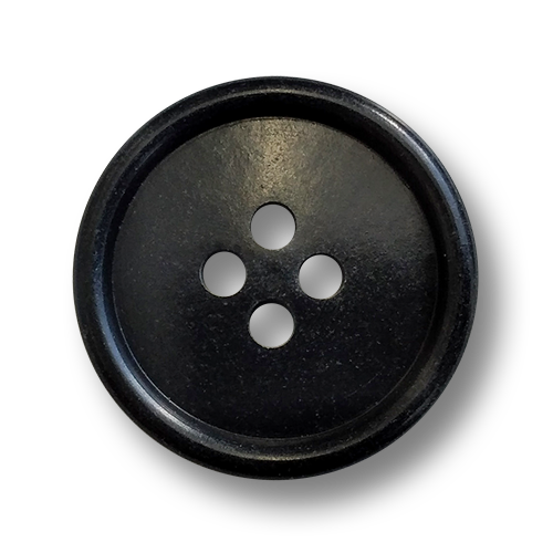 www.knopfparadies.de - 4510sc - Günstige, schwarze Kunststoffknöpfe mit vier Löchern und schmalem Rand