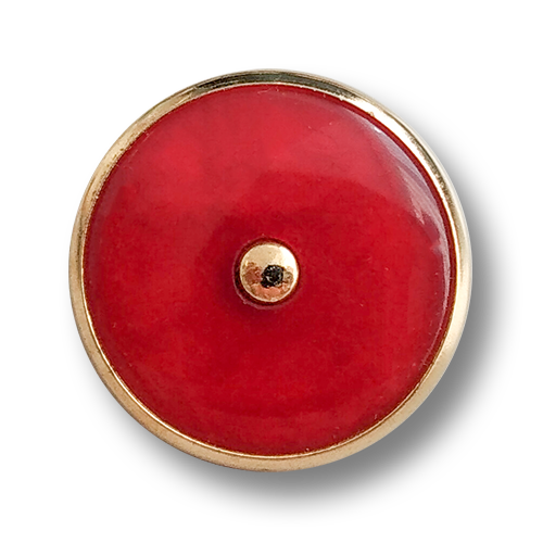 www.knopfparadies.de - 6031ro - Rote Blazerknöpfe mit goldfarbenem Rand