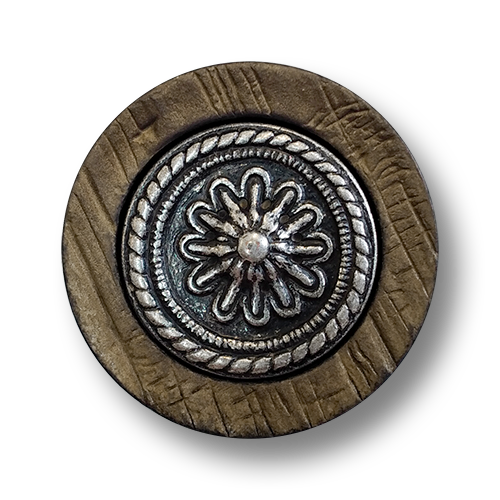 www.knopfparadies.de - 6153db - Dunkelbraune Trachtenknöpfe aus Kunststoff und Metall