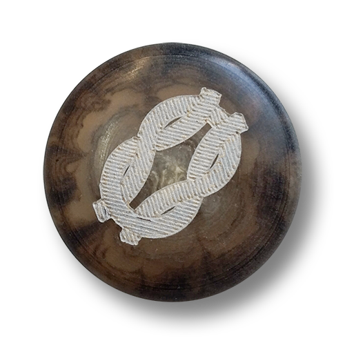 www.knopfparadies.de - 2211br - Dunkelbraune Kunststoffknöpfe mit Kordelmotiv