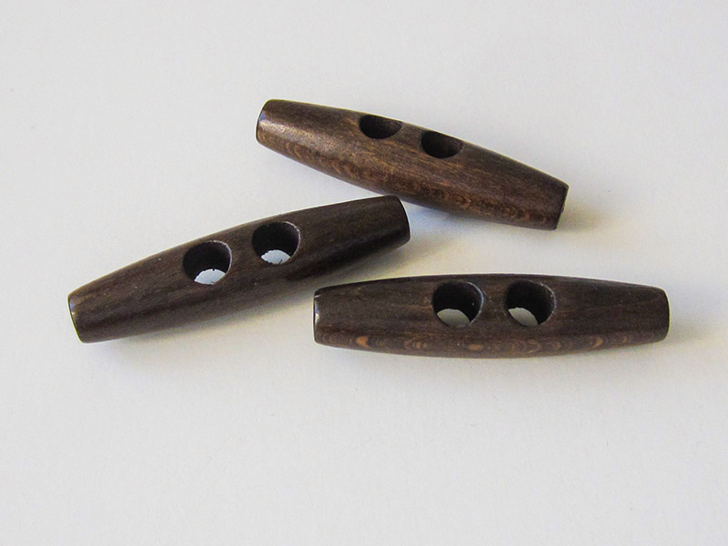 www.knopfparadies.de - 2090ho - Dunkelbraun lasierte Knebelknöpfe aus Holz