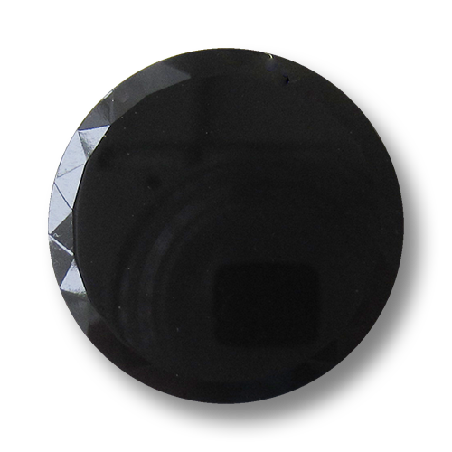 www.Knopfparadies.de - 1532sc - Edle große schwarze Glasknöpfe mit facettiertem Rand