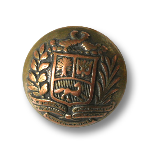 Feudaler messing-kupferfb. Metall Knopf mit Wappen
