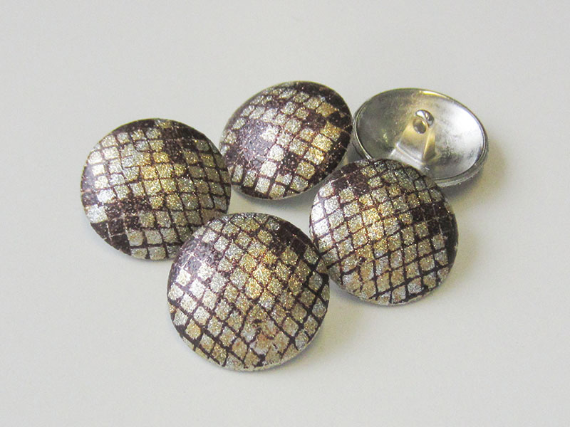 www.Knopfparadies.de - 3167sc - Attraktive Glitzerknöpfe aus Metall mit Animal-Print