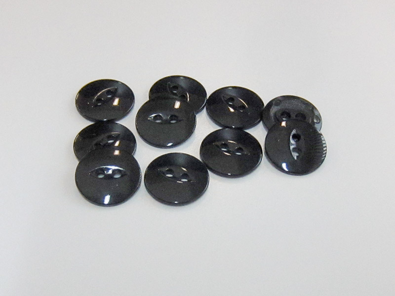 www.knopfparadies.de - 5969sc - Schlichte, schwarze Kunststoffknöpfe mit zwei Löchern