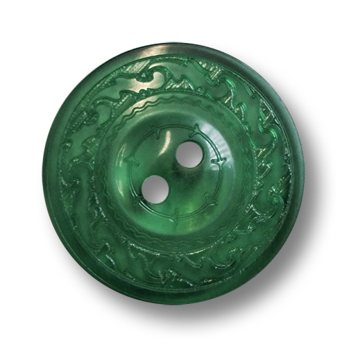 www.knopfparadies.de - 5088gn - Transparent dunkelgrüne Kunststoffknöpfe mit zwei Löchern