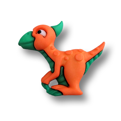 www.knopfparadies.de - 6178pt - Kinderknöpfe: kleine Dinos / Saurolophus