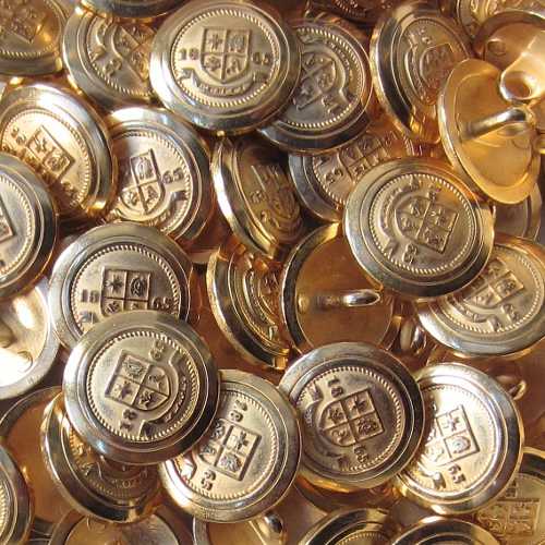 Goldfarbener Blazer Knopf mit Wappen "1865"
