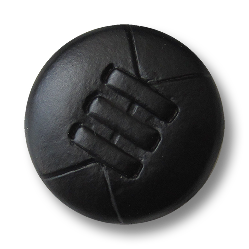 www.Knopfparadies.de - 5844sc - Interessante schwarze Lederknöpfe mit Metall-Öse