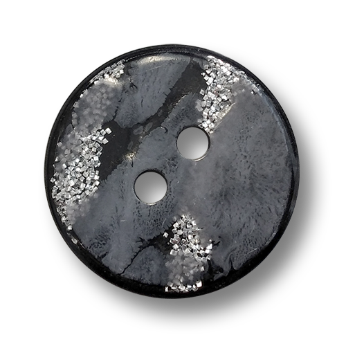 www.knopfparadies.de - 4463gr - Grau-schwarze Knöpfe mit silberfarbenem Glitzer