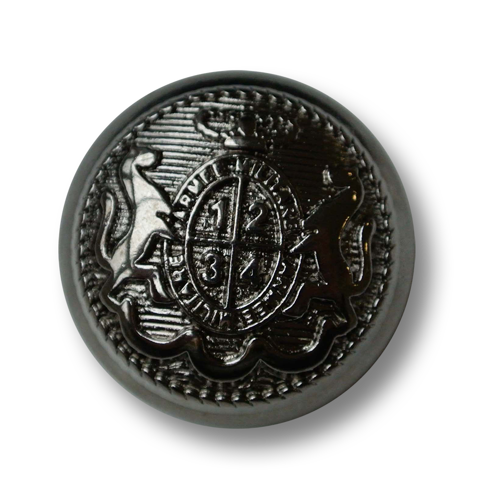 Feudaler glänzend chromfarbener Wappen Metall Knopf