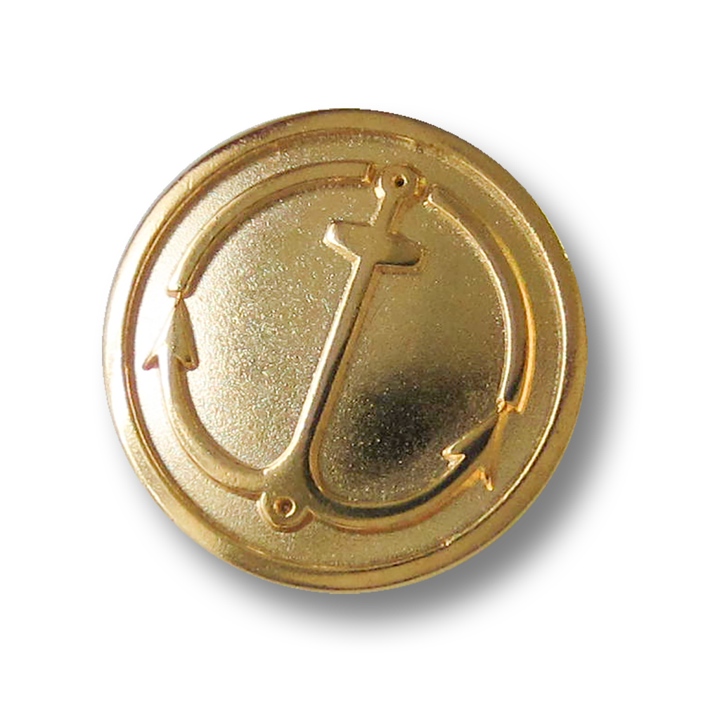 Goldfarbener maritimer Metall-Knopf mit Anker