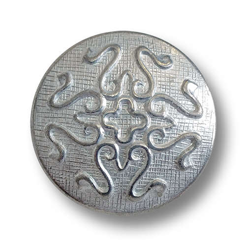www.knopfparadies.de - 4501zn - Zinnfarbene Metallknöpfe mit verschnörkeltem Muster