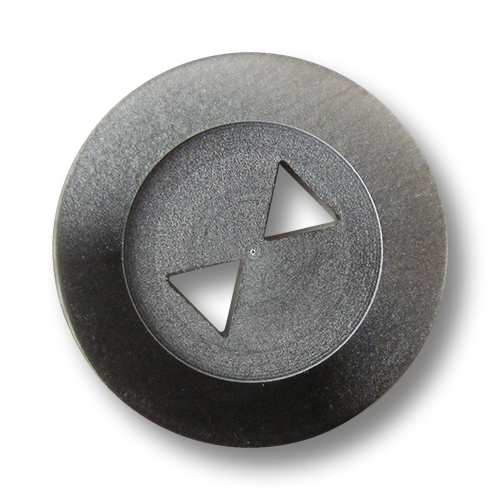 www.Knopfparadies.de - z014gr - Dekorative grau schwarze Knöpfe mit Knopflöchern in Dreiecksform