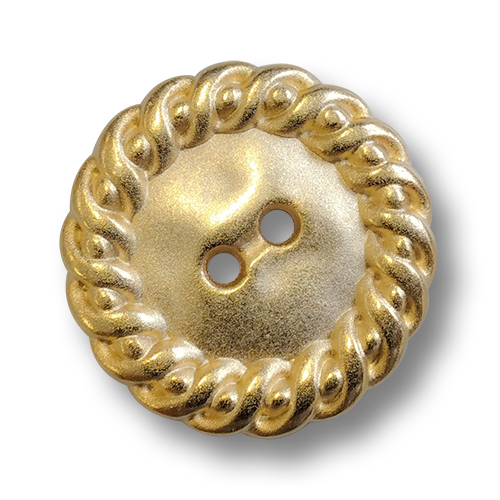 www.knopfparadies.de - 6096go - Goldfarbene Metallknöpfe mit zwei Löchern und breitem Rand