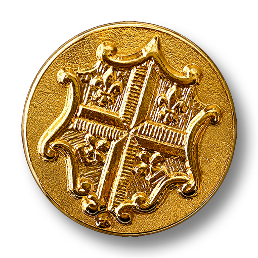 www.knopfparadies.de - k666go - goldfarbene Metallknöpfe mit Wappen-Design