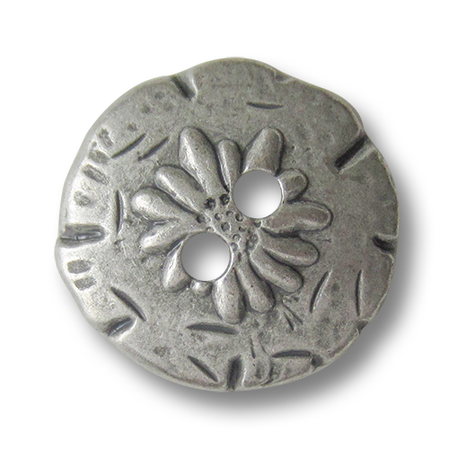 www.Knopfparadies.de - 0436zi - Urige Metallknöpfe mit Edelweiß in Silber bis Zinnfarben