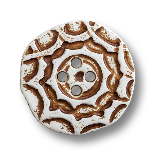 www.knopfparadies.de - 6333br - Braun-Weiß gemusterte Trachtenknöpfe aus Kunststoff