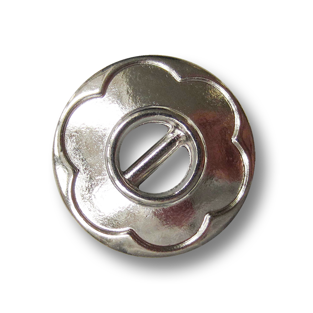Moderner silberfarbener Steg Metall Knopf mit Blume