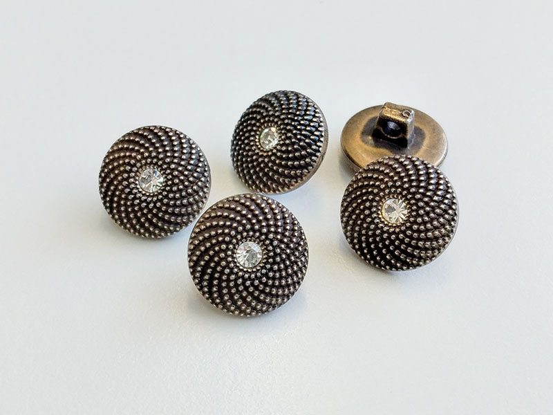 www.knopfparadies.de - 3424am . Hübsche Glitzerknöpfe in altmessing