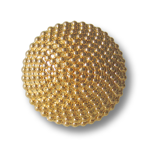 Edler Metall Ösen Knopf in glänzend Goldfarben mit feinem Kugel Relief