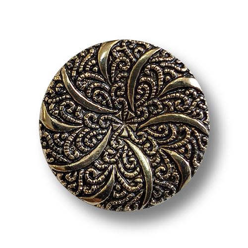 www.knopfparadies.de - 4532ag - Altgoldfarbene Kunststoffknöpfe mit filigranem Muster